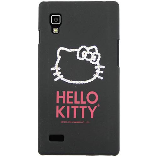 Tamanhos, Medidas e Dimensões do produto Capa para Celular Optimus L9 Hello Kitty Cristais Policarbonato Preta - Case Mix