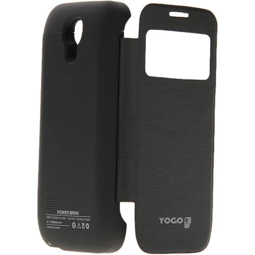 Tamanhos, Medidas e Dimensões do produto Capa para Celular para Galaxy S4 Mini Protetora e Carregadora Plástico Rígido Preta Yogo