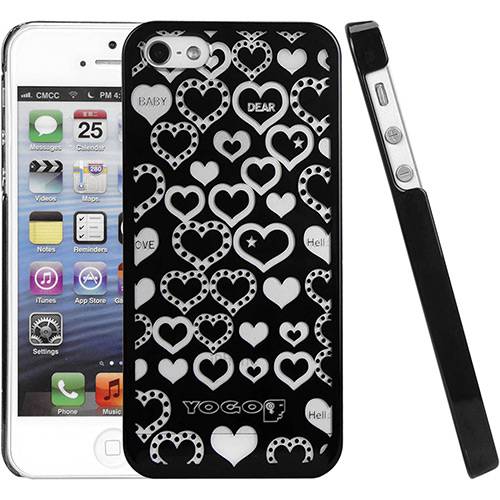 Tamanhos, Medidas e Dimensões do produto Capa Protetora com Desenhos de Coração para IPhone 5S Preta - Yogo
