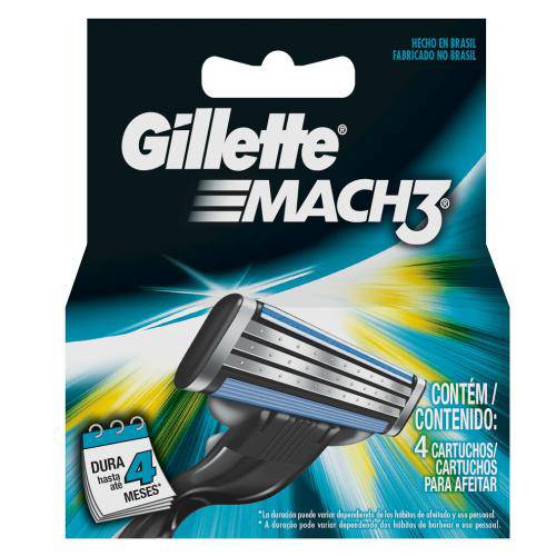 Tamanhos, Medidas e Dimensões do produto Carga Gillette Mach3 4 Unidades