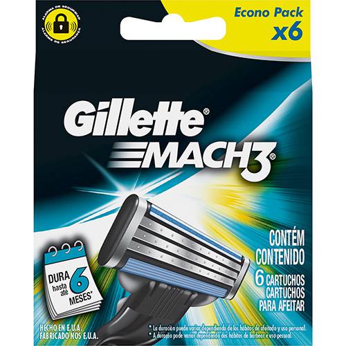 Tamanhos, Medidas e Dimensões do produto Carga Gillette Mach3 com 6 Unidades