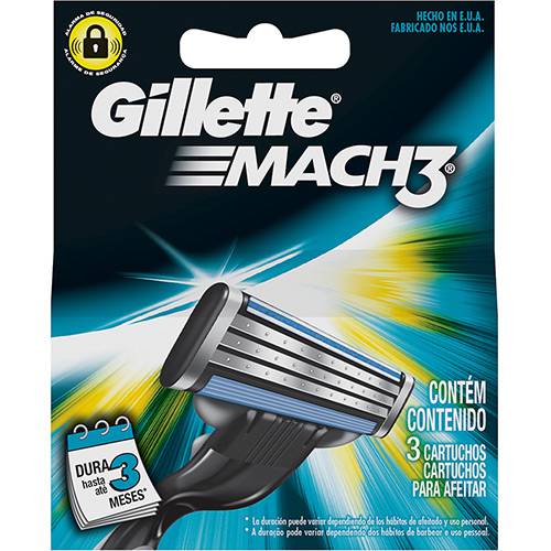 Tamanhos, Medidas e Dimensões do produto Carga Gillette Mach3 com 3 Unidades