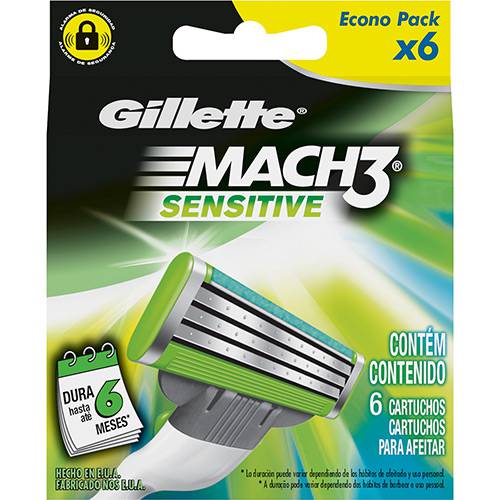 Tamanhos, Medidas e Dimensões do produto Carga Gillette Mach3 Sensitive com 6 Unidades