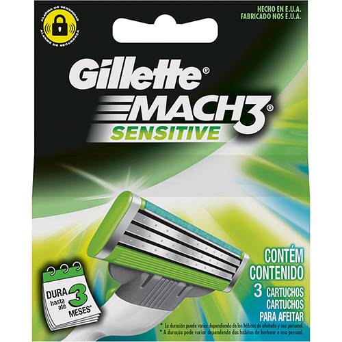 Tamanhos, Medidas e Dimensões do produto Carga Gillette Mach3 Sensitive com 3 Unidades