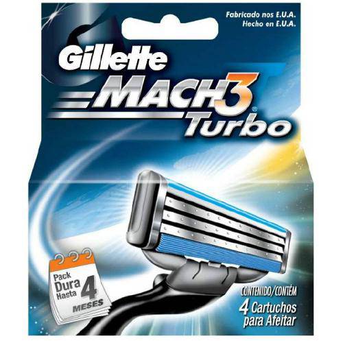 Tamanhos, Medidas e Dimensões do produto Carga Gillette Mach3 Turbo com 4 Unidades