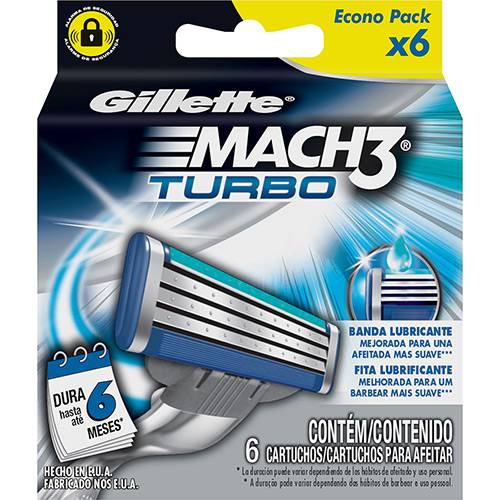 Tamanhos, Medidas e Dimensões do produto Carga Gillette Mach3 Turbo com 6 Unidades