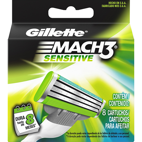 Tamanhos, Medidas e Dimensões do produto Carga para Aparelho de Barbear Gillette Mach3 Sensitive - 8 Unidades