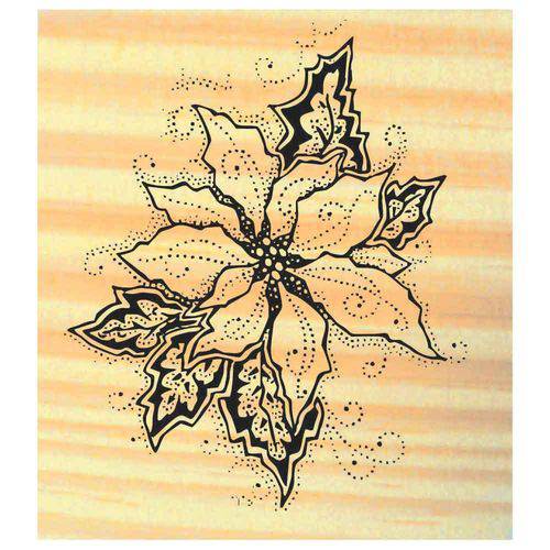 Tamanhos, Medidas e Dimensões do produto Carimbo de Madeira para Arte e Artesanato 6 X 7 Cm - Ta-004 Flor de Natal
