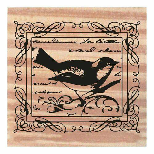 Tamanhos, Medidas e Dimensões do produto Carimbo de Madeira para Arte e Artesanato 6 X 7 Cm - Ta-304 Quadro de Pássaro