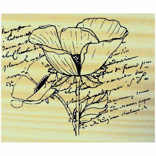 Tamanhos, Medidas e Dimensões do produto Carimbo de Madeira para Arte e Artesanato 7 X 9 Cm - Ta-559 Escrita Tulipa