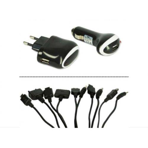Tamanhos, Medidas e Dimensões do produto Carregador USB Veicular 10 em 1 Universal Plug para Carro e Tomada de Parede