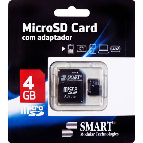 Tamanhos, Medidas e Dimensões do produto Cartão de Memória C/ Adaptador - 4GB - Smart