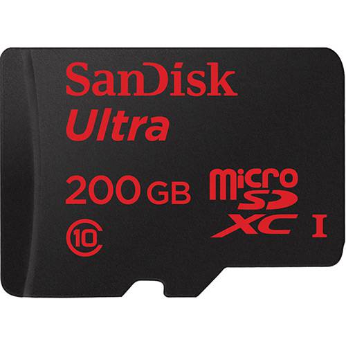 Tamanhos, Medidas e Dimensões do produto Cartão de Memória Micro SD 200GB 90mb/s Ultra com Adaptador SD - Sandisk