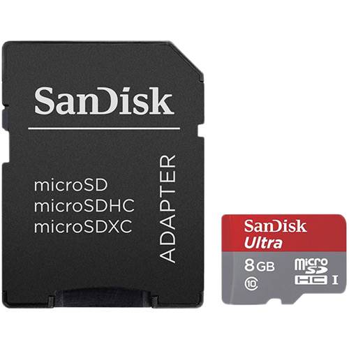Tamanhos, Medidas e Dimensões do produto Cartão de Memória Micro SD 8GB SanDisk Ultra 48MB/s + Adaptador