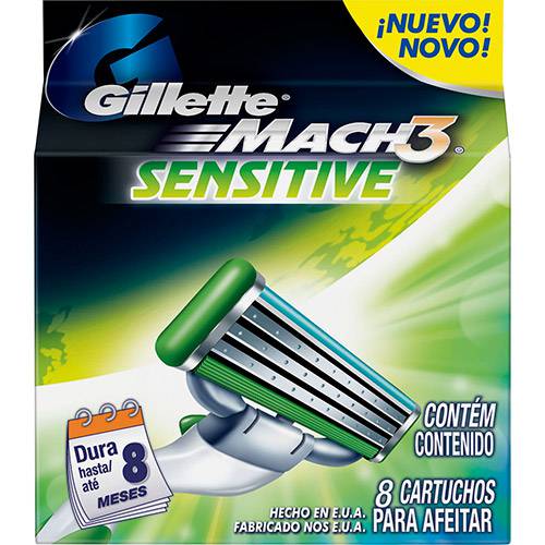 Tamanhos, Medidas e Dimensões do produto Cartucho Gillette Mach 3 Sensitive - 8 Unidades