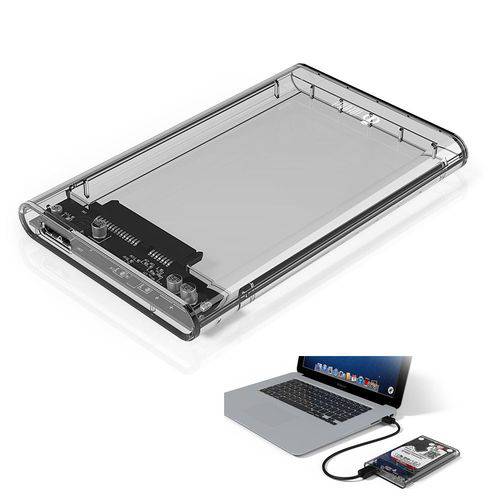 Tamanhos, Medidas e Dimensões do produto Case para HD Transparente USB 3.0 Original Transmissão 5Gbps SATA 2.5" HHD-SSD-ECASE-300-INFOKIT