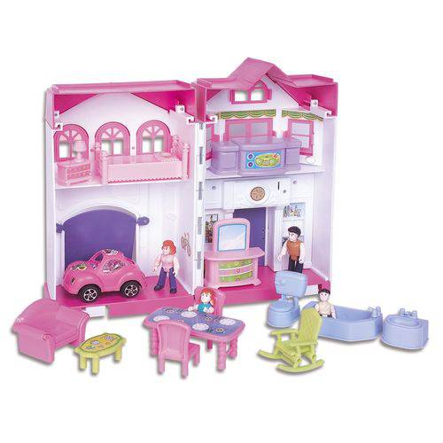 Tamanhos, Medidas e Dimensões do produto Casinha Boneca Sonhos com Garagem Infantil Braskit Rosa
