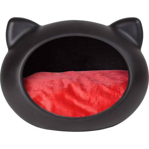 Tamanhos, Medidas e Dimensões do produto Casinha para Gatos Cave Preta com Almofada Vermelha - Guisa Pet