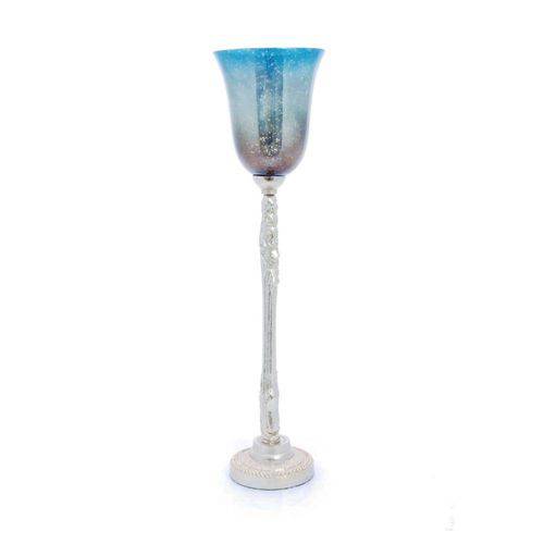 Tamanhos, Medidas e Dimensões do produto Castiçal Palawan, Vidro e Alumínio Azul G 62 X 16 Cm Azul
