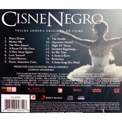 Tamanhos, Medidas e Dimensões do produto CD Clint Mansell - Black Swan (Cisne Negro)