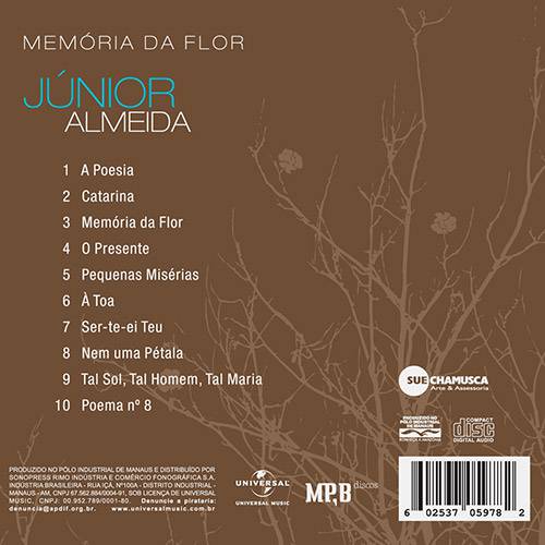 Tamanhos, Medidas e Dimensões do produto CD Júnior Almeida - Memória da Flor