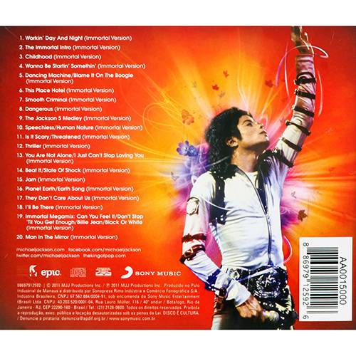 Tamanhos, Medidas e Dimensões do produto CD Michael Jackson - Immortal