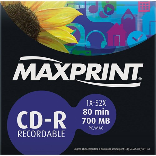 Tamanhos, Medidas e Dimensões do produto CD-R Env Maxprint 700MB/80min 52x