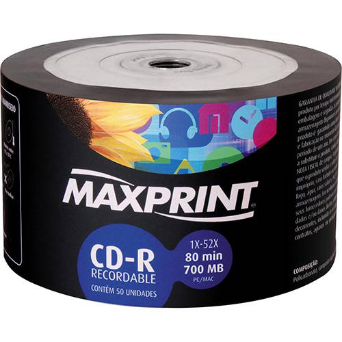 Tamanhos, Medidas e Dimensões do produto CD-R Maxprint 700MB/80min 52x (Bulk C/ 50)