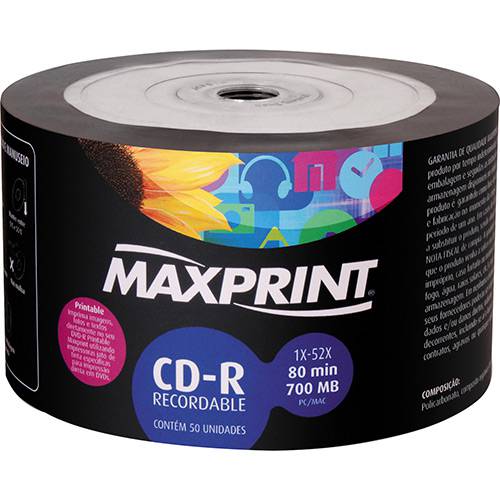 Tamanhos, Medidas e Dimensões do produto CD-R Maxprint Printable 700MB/80min 52x (Bulk C/ 50)