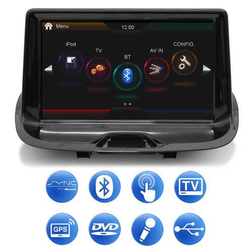 Tamanhos, Medidas e Dimensões do produto Central Multimídia Ka Hatch Ka+ Sedan 14 a 18 7 Pol Sync IOS Tv Digital Bluetooth Gps USB Aux Cd DVD