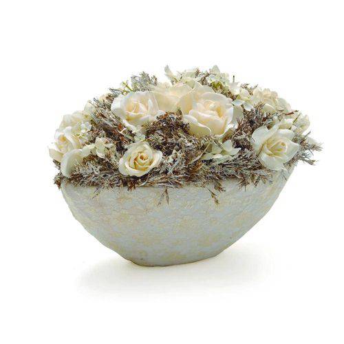 Tamanhos, Medidas e Dimensões do produto Centro de Mesa Bouquet Vaso com Arranjo de Rosas Diversas Branco