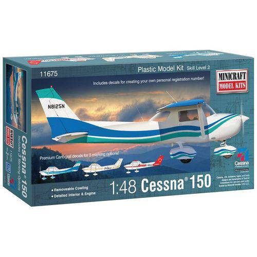 Tamanhos, Medidas e Dimensões do produto Cessna 150 - 1/48 - Minicraft 11675