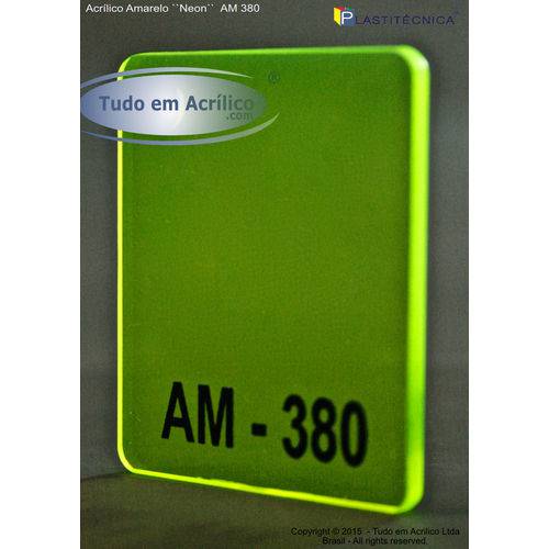 Tamanhos, Medidas e Dimensões do produto Chapa Placa de Acrílico Amarelo AM 380 100x100cm 10mm
