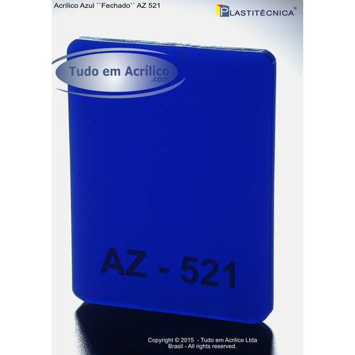 Tamanhos, Medidas e Dimensões do produto Chapa Placa de Acrílico Azul AZ 521 200x100cm 3mm