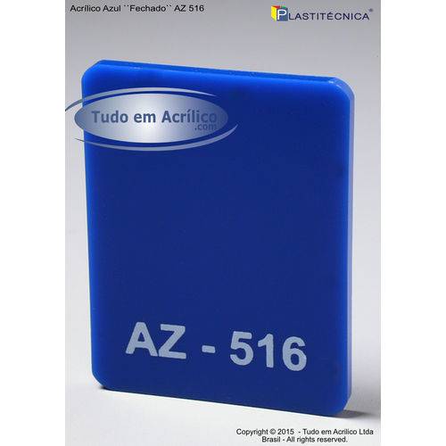 Tamanhos, Medidas e Dimensões do produto Chapa Placa de Acrílico Azul AZ 516 100x100cm 2mm