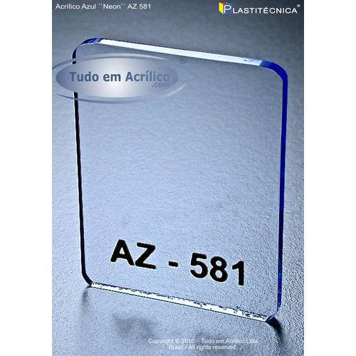 Tamanhos, Medidas e Dimensões do produto Chapa Placa de Acrílico Azul AZ 581 100x100cm 10mm