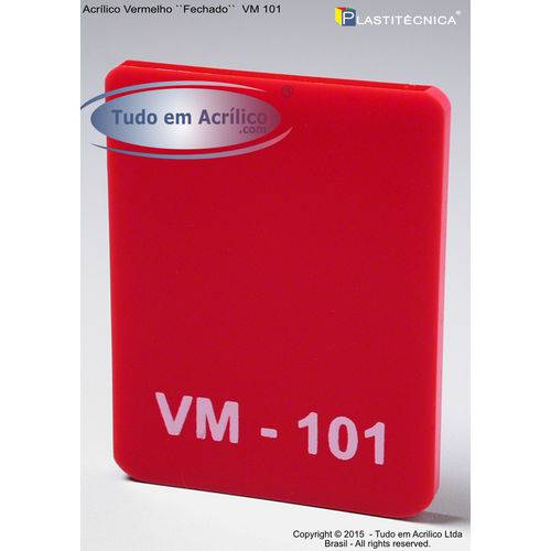 Tamanhos, Medidas e Dimensões do produto Chapa Placa de Acrílico Vermelho VM 101 100x100cm 4mm