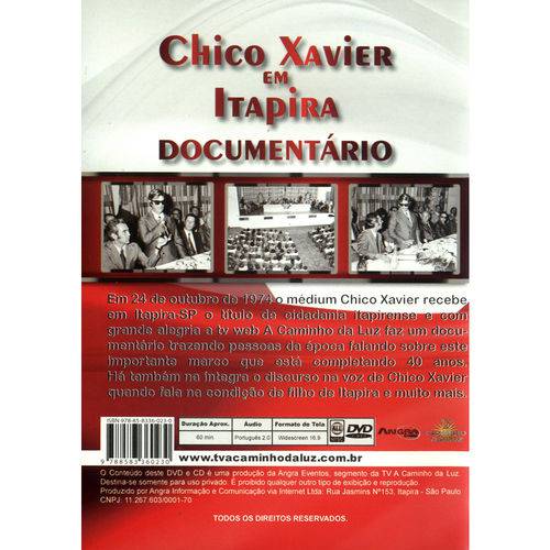 Tamanhos, Medidas e Dimensões do produto Chico Xavier em Itapira [Cd e DVD]