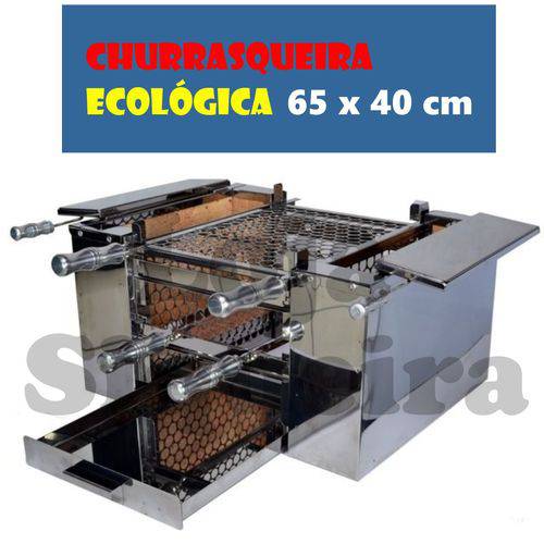 Tamanhos, Medidas e Dimensões do produto Churrasqueira Sem Fumaça Ecológica Aço Inox 65 X 40 Cm