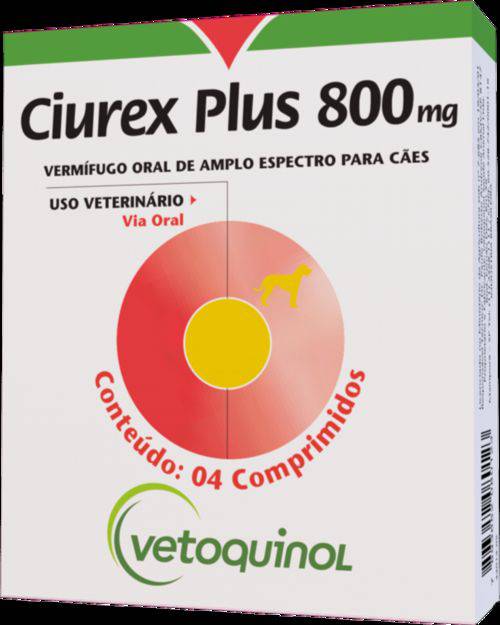 Tamanhos, Medidas e Dimensões do produto Ciurex Plus 800 Mg Vermífugo para Cães - 4 Comprimidos