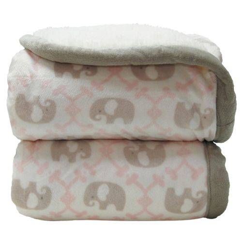Tamanhos, Medidas e Dimensões do produto Cobertor Donna Bebê 100x75 Cm Elefante Rosa com Sherpa