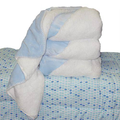 Tamanhos, Medidas e Dimensões do produto Cobertor Donna Bebê 110x90 Cm Azul Microfibra Plush com Sherpa