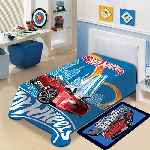 Tamanhos, Medidas e Dimensões do produto Cobertor Juvenil Mattel Hot Wheels Jolitex Ternille Azul