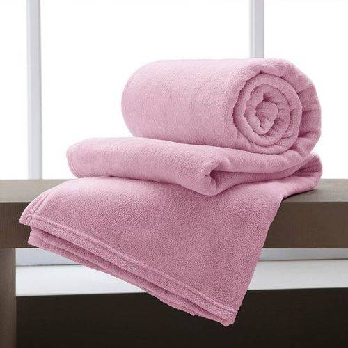 Tamanhos, Medidas e Dimensões do produto Cobertor Manta Microfibra Casal Rosa Claro 180 X 220 Cm