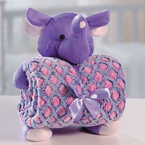 Tamanhos, Medidas e Dimensões do produto Cobertor Manta para Bebê C/Elefante de Pelúcia- Bouton