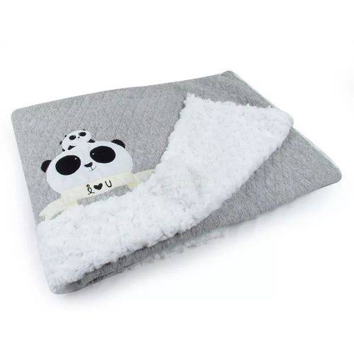 Tamanhos, Medidas e Dimensões do produto Cobertor Matelassê com Pelúcia Panda Cinza - Coração de Mãe