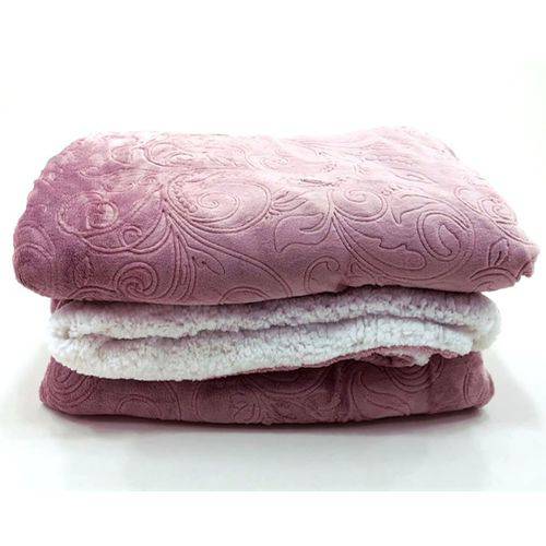 Tamanhos, Medidas e Dimensões do produto Cobertor Queen 2,40m X 2,20m Soft Flannel Manta Sherpa Vermont Rose