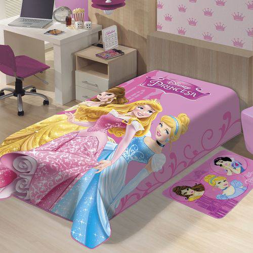 Tamanhos, Medidas e Dimensões do produto Cobertor Raschel Solteiro Juvenil Antialégico Disney Encanto de Princesas - Jolitex