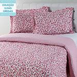 Tamanhos, Medidas e Dimensões do produto Cobreleito Casal Kos Percal 180 Fios com 2 Porta Travesseiros - Casa & Conforto Ilhas Gregas