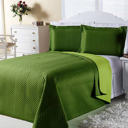 Tamanhos, Medidas e Dimensões do produto Cobreleito Dual Color Casal com 2 Porta Travesseiros Bandeira e Verde Claro - Enxovais Aquarela